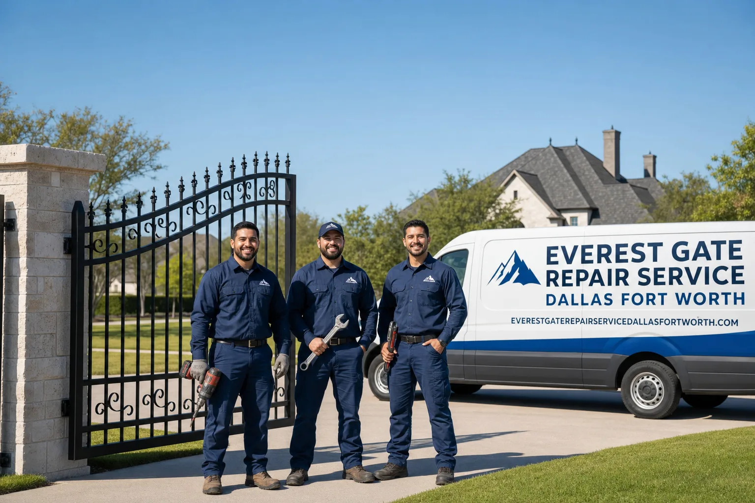 Everest Gate Repair Service Dallas Fort Worth service vehicle and crew in Fort Worth, TX